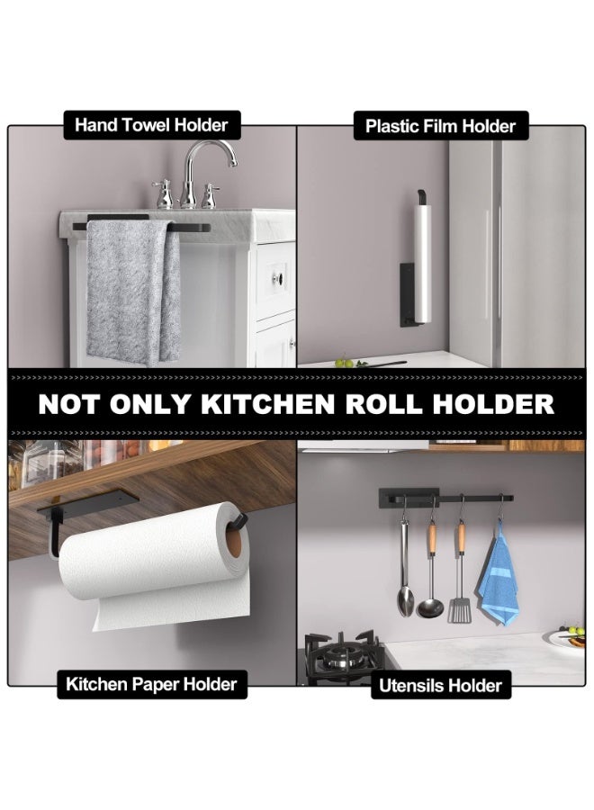 HOMESTAR Toilet Paper Holder, Kitchen Roll Paper Holder , Wall Mounted Towel Rack, Sturdy Towel Rack For Kitchen Bathroom Toilet Organization, Black,14x31x6.5cm - Image 5